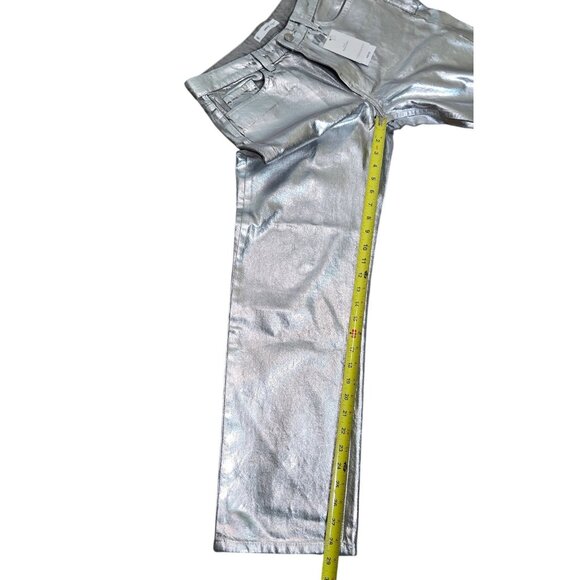 ✨ MNG by Mango Metallic Silver Wide-Leg Jeans – Size US 8 / EU 40 – NWT - Picture 7 of 13